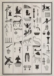 Zeichnungen der Dekorationen aus dem Grab des Pharao Psammetich I., reproduziert 1817 von Giovanni Battista Belzoni, im British Museum, London