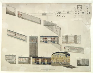 Abschnitt des Grabes von Psammuthis in Theben, entdeckt und geöffnet von Belzoni im Jahr 1818