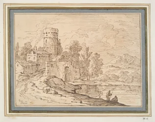 Landschaft mit Schloss am Wasser