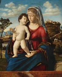 Madonna und Kind in einer Landschaft