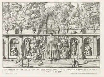 Kaskade und Teatro delle Acque in den Gärten der Villa Torlonia in Frascati