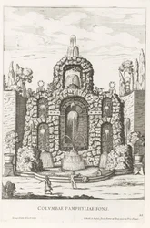 Brunnen mit Tauben in den Gärten der Villa Doria Pamphilj in Rom