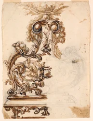 Entwurf für ein vergoldetes Bronzeornament, 1680–1700