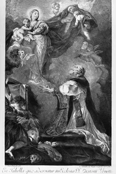 Die Jungfrau erscheint dem Heiligen Philipp Neri, von Giovanni Battista Piazzetta (1682-1754), Gravur von Innocente Alessandri, Italien