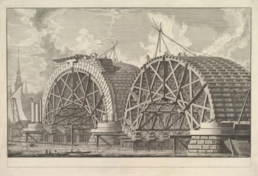 Ansicht eines Teils der geplanten Brücke bei Blackfriars, London, ca. 1764