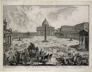 Ansicht der Basilika und des Platzes von San Pietro in Vaticano (aus: Vedute di Roma)