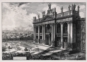 Ansicht der Fassade der Basilika San Giovanni in Laterano (aus: Vedute di Roma)