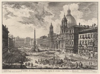 Ansicht der Piazza Navona auf den Ruinen des Domitiansstadions (aus: Vedute di Roma)