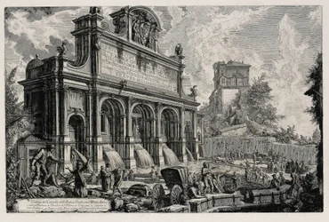 Ansicht des Brunnenkopfes Acqua Paola auf dem Gianicolo (aus: Vedute di Roma)