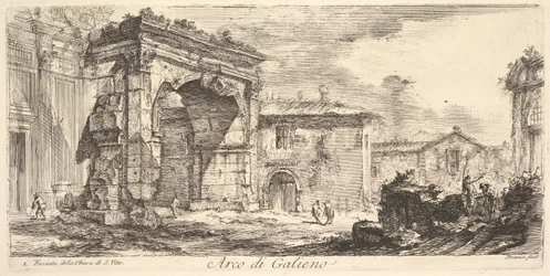 Bogen des Galienus. 1. Fassade der Kirche von S. Vito Arco di Galieno. 1. Facciata del..., ca. 1748