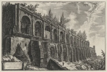 Überreste der Villa des Maecenas in Tivoli, aus Travertin in Opus-incertum-Mauerwerk errichtet