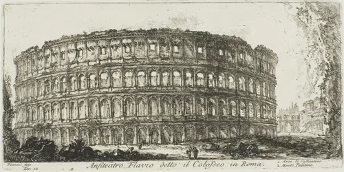 Flavisches Amphitheater, genannt das Kolosseum. 1. Konstantinsbogen. 2. Palatinhügel, Platte 12 aus Einige Ansichten von Triumphbögen und anderen Denkmälern