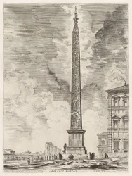 Ägyptischer Obelisk. Dieser wurde von Sixtus V. auf der Piazza di San Giovanni in Laterano errichtet, aus „Ansichten von Rom“