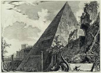 Pyramide des Gaius Cestius (aus: Vedute di Roma)