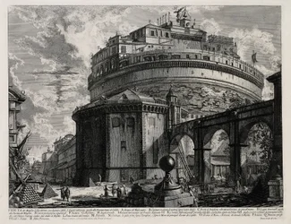 Rückansicht des Hadrian-Mausoleums, jetzt Engelsburg genannt (aus: Vedute di Roma)