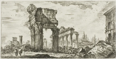 Tempel des Jupiter Tonans [Jupiter der Donnerer]. 1. Tempel der Concordia, Platte 7 aus Einige Ansichten von Triumphbögen und anderen Denkmälern
