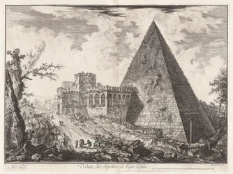 Ansicht des Pyramiden-Grabes von Caius Cestius, aus Vedute di Roma