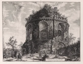 Ansicht des sogenannten Tempels des Hustens an der Via Tiburtina, eine Meile von Tivoli entfernt, aus Vedute di Roma (Ansichten von Rom)