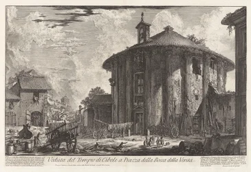 Ansicht des Tempels der Kybele auf der Piazza della Bocca della Verità, aus Vedute di Roma (Ansichten von Rom)