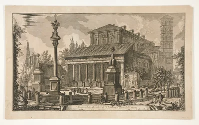 Veduta della Basilica di S. Lorenzo fuori le mura (Ansicht von S. Lorenzo außerhalb der Mauern), aus Vedute di Roma