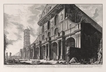 Ansicht der Basilika von San Paolo fuori le Mura, erbaut von Konstantin dem Großen, aus Vedute di Roma