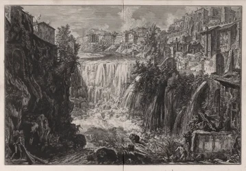 Ansicht des Wasserfalls von Tivoli, aus Vedute di Roma