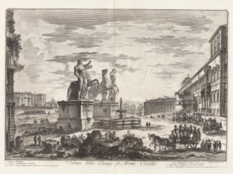 Ansicht der Piazza di Monte Cavallo (jetzt die Piazza del Quirinale mit dem Quirinalspalast), aus Ansichten von Rom