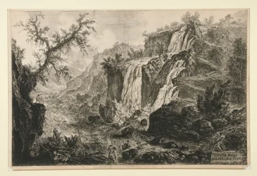 Veduta delle Cascatelle a Tivoli (Ansicht der kleinen Wasserfälle in Tivoli), aus Vedute di Roma