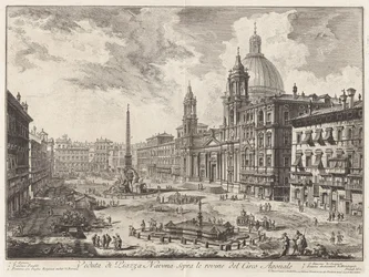 Ansicht der Piazza Navona über den Ruinen des Circus Agonalis, aus „Ansichten von Rom“