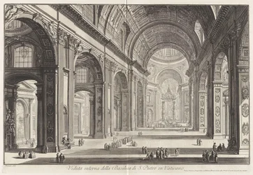 Innenansicht des Petersdoms im Vatikan, aus Ansichten von Rom