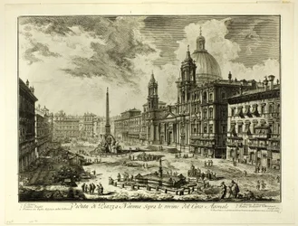 Blick auf die Piazza Navona über den Ruinen des Circus von Domitian, aus Ansichten von Rom