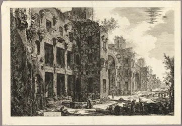 Ansicht der sichtbaren Überreste der Diokletiansthermen bei S. Maria degli Angeli, aus Ansichten von Rom