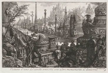 Ansicht eines alten Zirkus mit anderen Denkmälern im Inneren, ca. 1760 (Radierung)