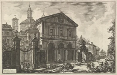 Ansicht der Basilika San Sebastiano fuori le mura [Sankt Sebastian vor den Mauern] an der Via Appia, aus Vedute di Roma (Ansichten von Rom)