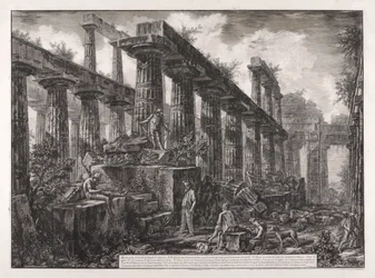 Vue des restes de la celle du Temple de Neptune