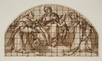 Lunette mit der Madonna und dem Kind mit den Heiligen Franziskus von Assisi und Katharina von Siena