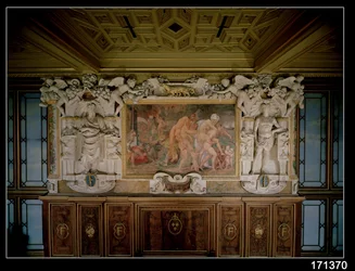 Die Plünderung von Troja oder Catania, Detail des dekorativen Schemas in der Galerie von Franz I. (1494-1547) 1535-40