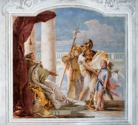 Aeneas präsentiert Amor, verkleidet als Ascanius, Dido, aus dem Raum der Aeneis in der Palazzina, 1757