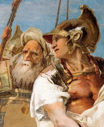 Detail von Aeneas, aus Aeneas präsentiert Amor, verkleidet als Ascanius, Dido, aus dem Raum der Aeneis in der Palazzina