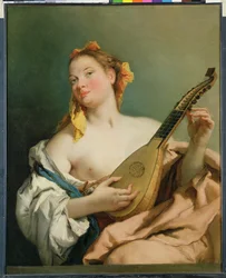 Mädchen mit einer Mandoline, 1755-60