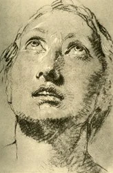 Kopf einer jungen Frau, nach oben blickend, ca. 1755