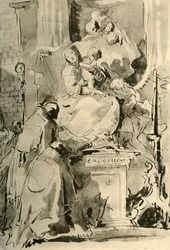 Madonna auf dem Thron und zwei Bischöfe, Mitte 18. Jahrhundert