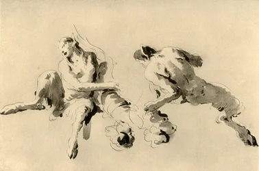 Männlicher und weiblicher Faun mit Cornucopeia, Mitte 18. Jahrhundert, 1928