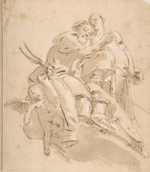 Meeresgottheit mit begleitender weiblicher Figur, ca. 1716-1770