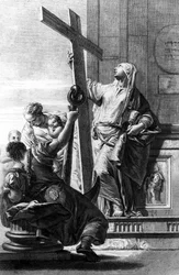 Personifikationen von Glaube, Hoffnung und Liebe, gestochen von Pietro Monaco, um 1750