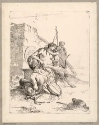 Satyrfamilie mit einem Obelisken, Platte 11 aus den Scherzi di Fantasia