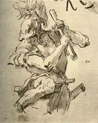 Soldat hebt den Arm zum Schlag, Mitte 18. Jahrhundert, 1928