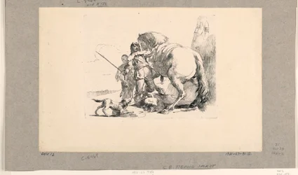 Soldat mit Pferd und Stallbursche, aus den Vari Capricci