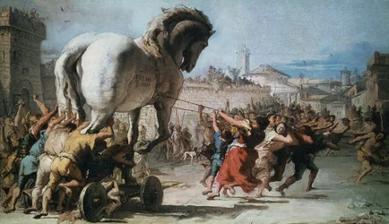Der Einzug des Trojanischen Pferdes in Troja, ca. 1760