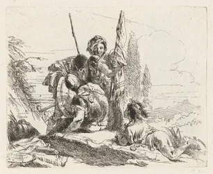 Drei Soldaten und ein Junge, aus Vari capricci (Verschiedene Capriccios)